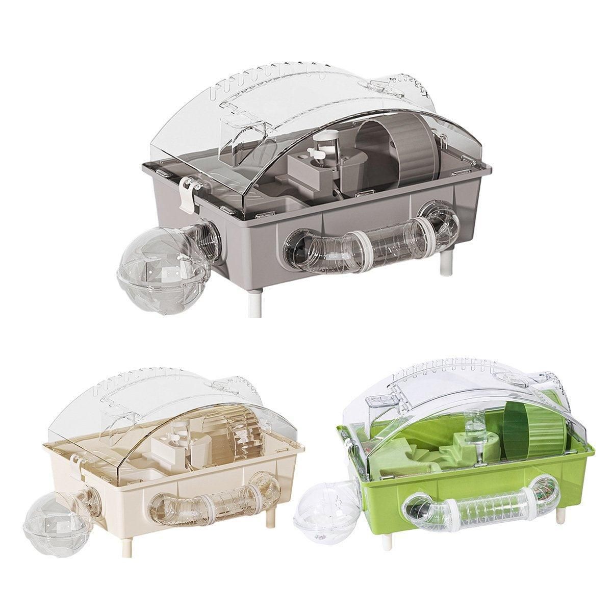 Acrylic Hamster Large Cage Luxury Villa House Playing House for Small Animals - Beige