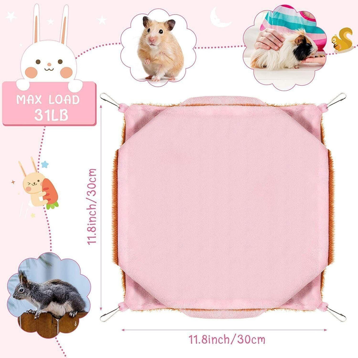 Hanging Hammock Nest Bed for Hamster Guinea Pig Ferret Rat Mice Cage Warmer Toy - Blue Rabbit
