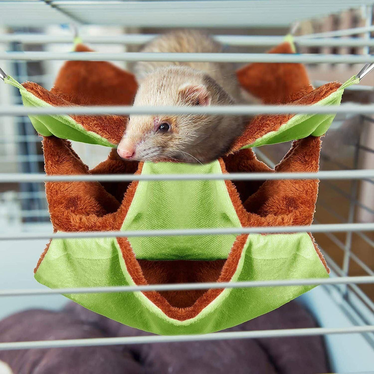 Hanging Hammock Nest Bed for Hamster Guinea Pig Ferret Rat Mice Cage Warmer Toy - Blue Rabbit