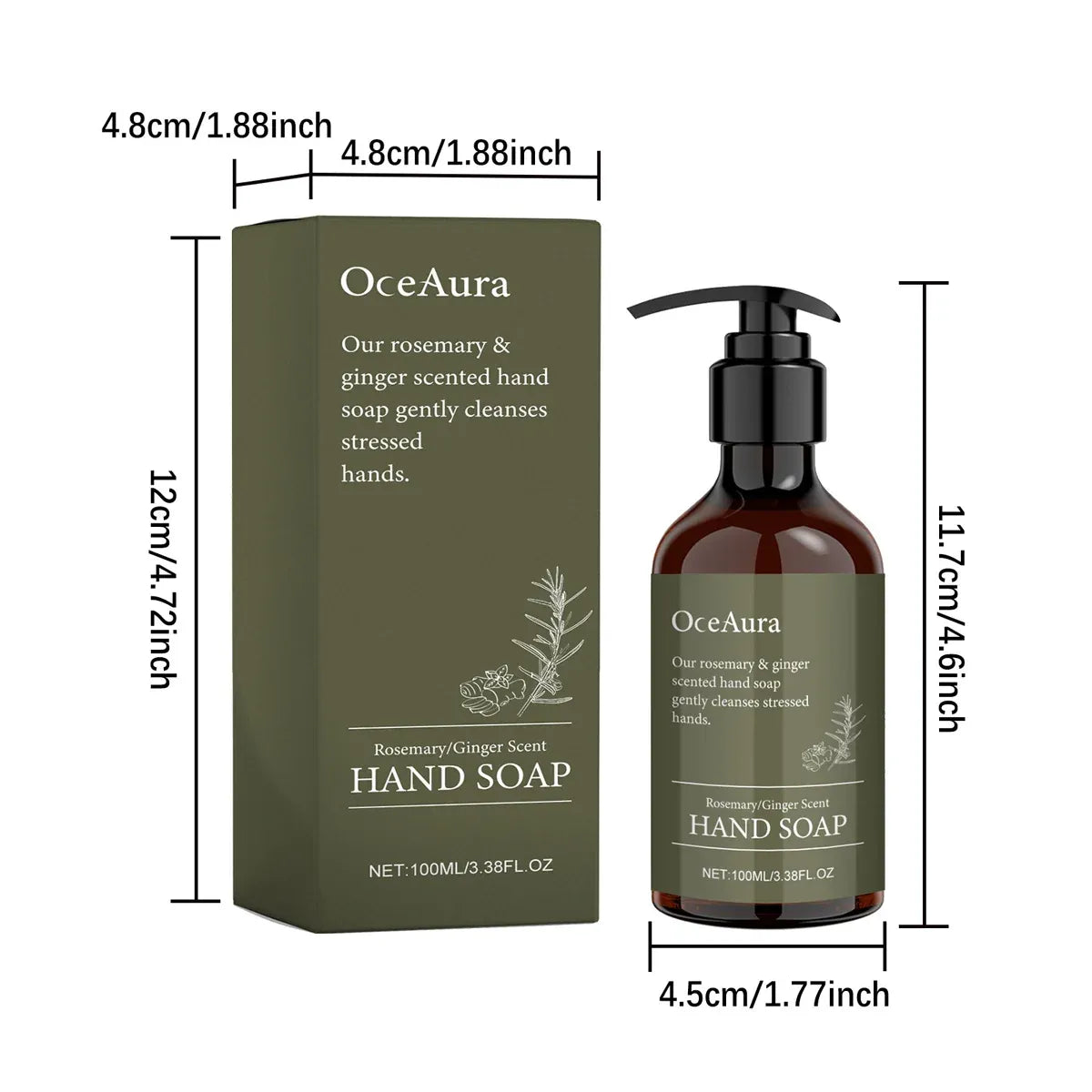 2pcs Rosemary Ginger Hand Sanitizer Easy Rinsing Antibacterial for Hand Hygiene