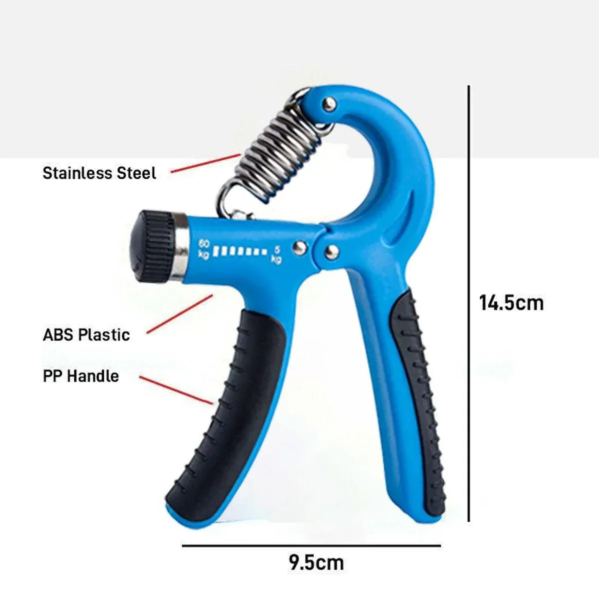 Adjustable Power Hand Grip Forearm Exerciser Gripper Strengthener Trainer 5-60Kg - Black
