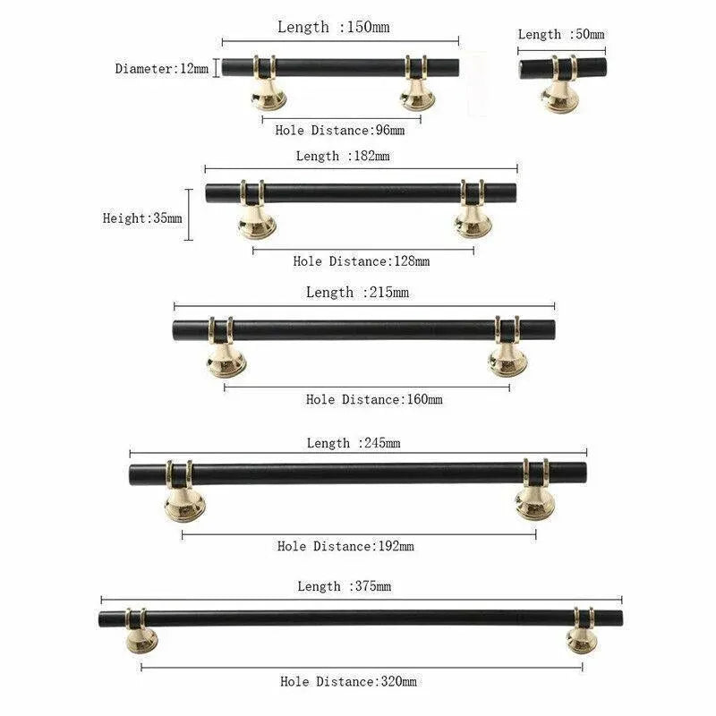Black Gold Design Kitchen Cabinet Handles Drawer Bar Handle Pull 96 128 160 192 320MM - 128mm