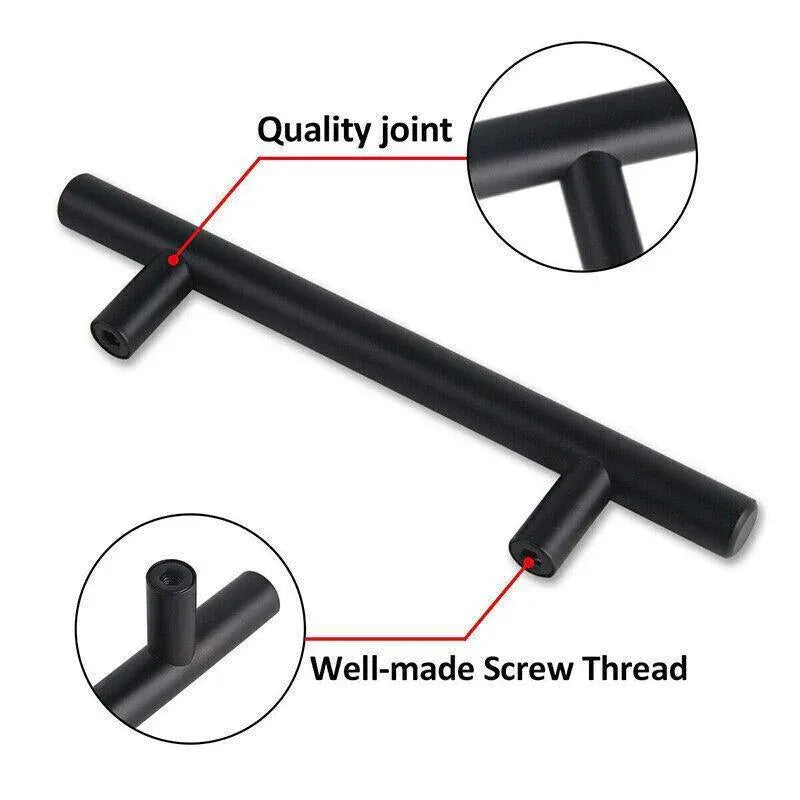 5pcs Silver Kitchen Cabinet Door Handles Stainless Steel Door Drawer Pull T Bar - 100mm/64mm