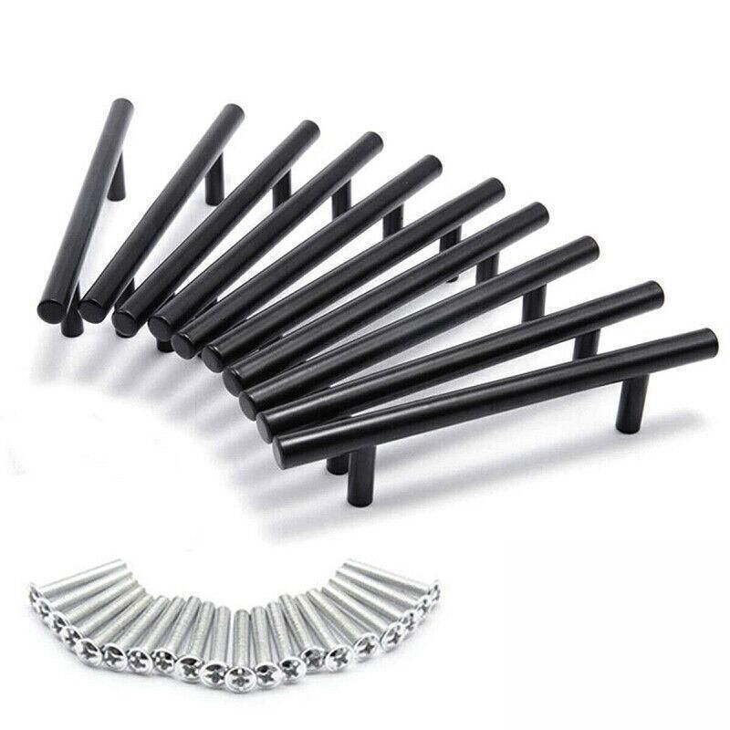 5pcs Silver Kitchen Cabinet Door Handles Stainless Steel Door Drawer Pull T Bar - 50mm