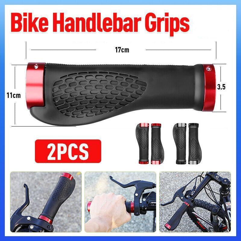 Ergonomic MTB Bike Handlebar Grips 2PCS Lock On Rubber Cycling Mountain Bicycle - Red