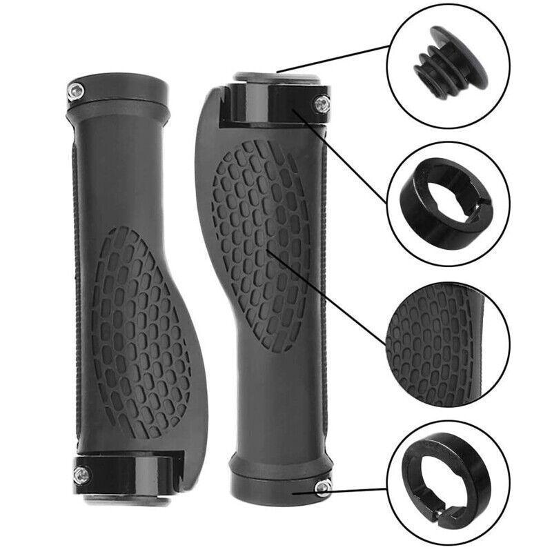 Ergonomic MTB Bike Handlebar Grips 2PCS Lock On Rubber Cycling Mountain Bicycle - Red
