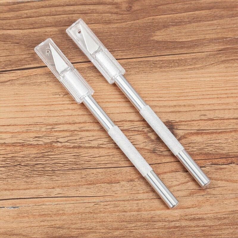 Craft Knife with 5 Blades Metal Handle Cutter Engraving Hobby Scalpel Tool - Red
