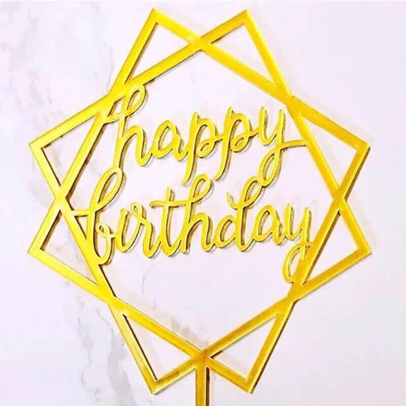 Acrylic Home Happy Birthday Decor Baking Cake Topper Card Party Decor Supply - Pink P20