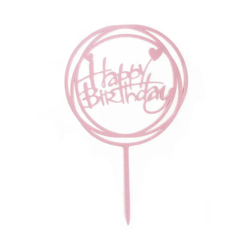 Happy Birthday Acrylic Cake Topper Cake Decoration Golden Silver Party - P24