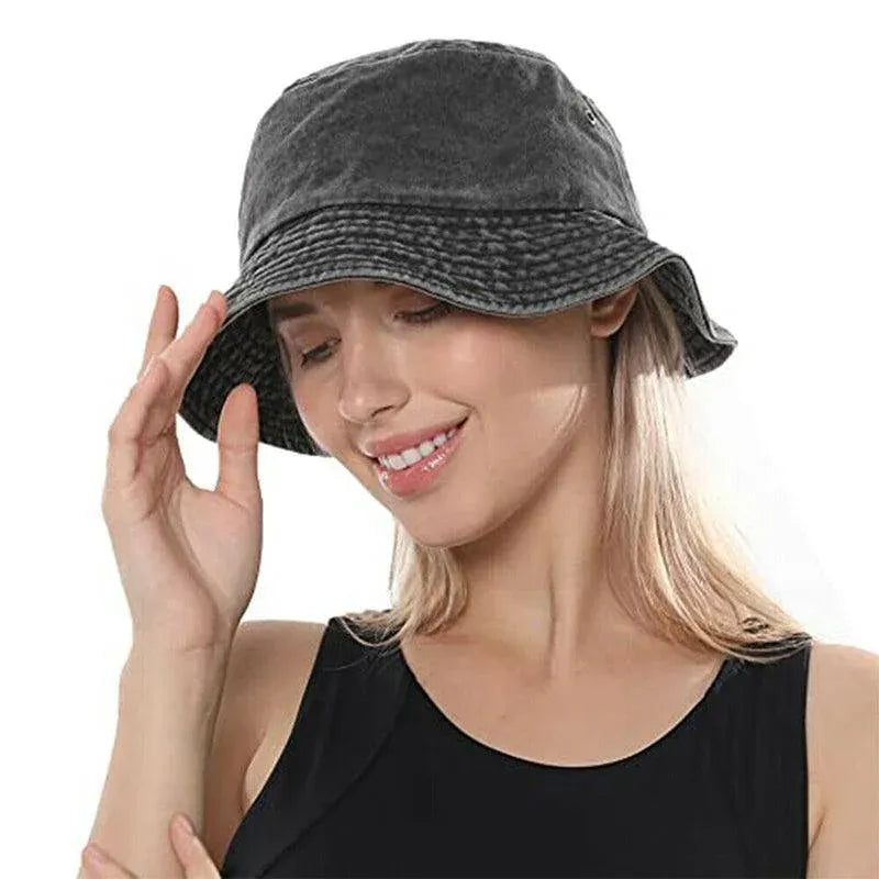 Unisex Men Women Washed Cotton Outdoor Camping Sports Bucket Hats Fisherman Hat