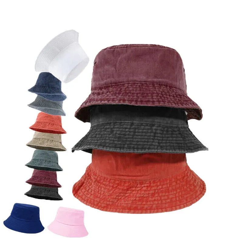 Unisex Men Women Washed Cotton Outdoor Camping Sports Bucket Hats Fisherman Hat - Orange
