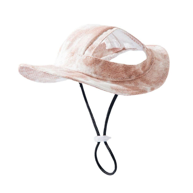 Adjustable Pet Hat with Cute Leaky Ears Sunscreen Fisherman Hat Four Seasons Use - Orange Red - S