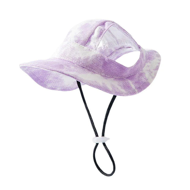 Adjustable Pet Hat with Cute Leaky Ears Sunscreen Fisherman Hat Four Seasons Use - Purple-L