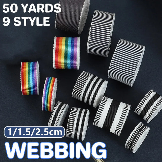 50Yards DIY Elastic Binding Tape Bias Ribbon Strap Sewing Craft Webbing Trimming - Black White -1cm