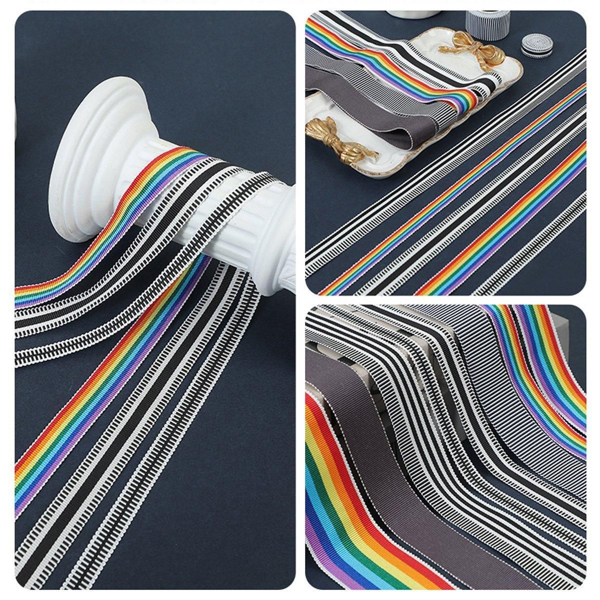 50Yards DIY Elastic Binding Tape Bias Ribbon Strap Sewing Craft Webbing Trimming - Black White -1cm