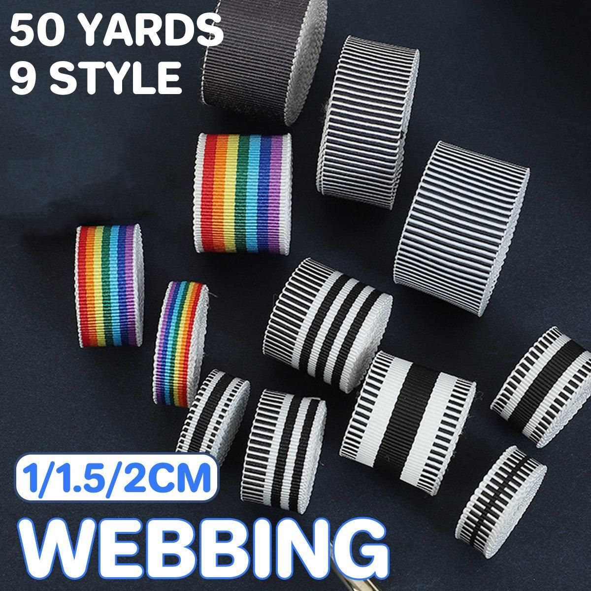 50Yards DIY Elastic Binding Tape Bias Ribbon Strap Sewing Craft Webbing Trimming - Black White -1.5cm