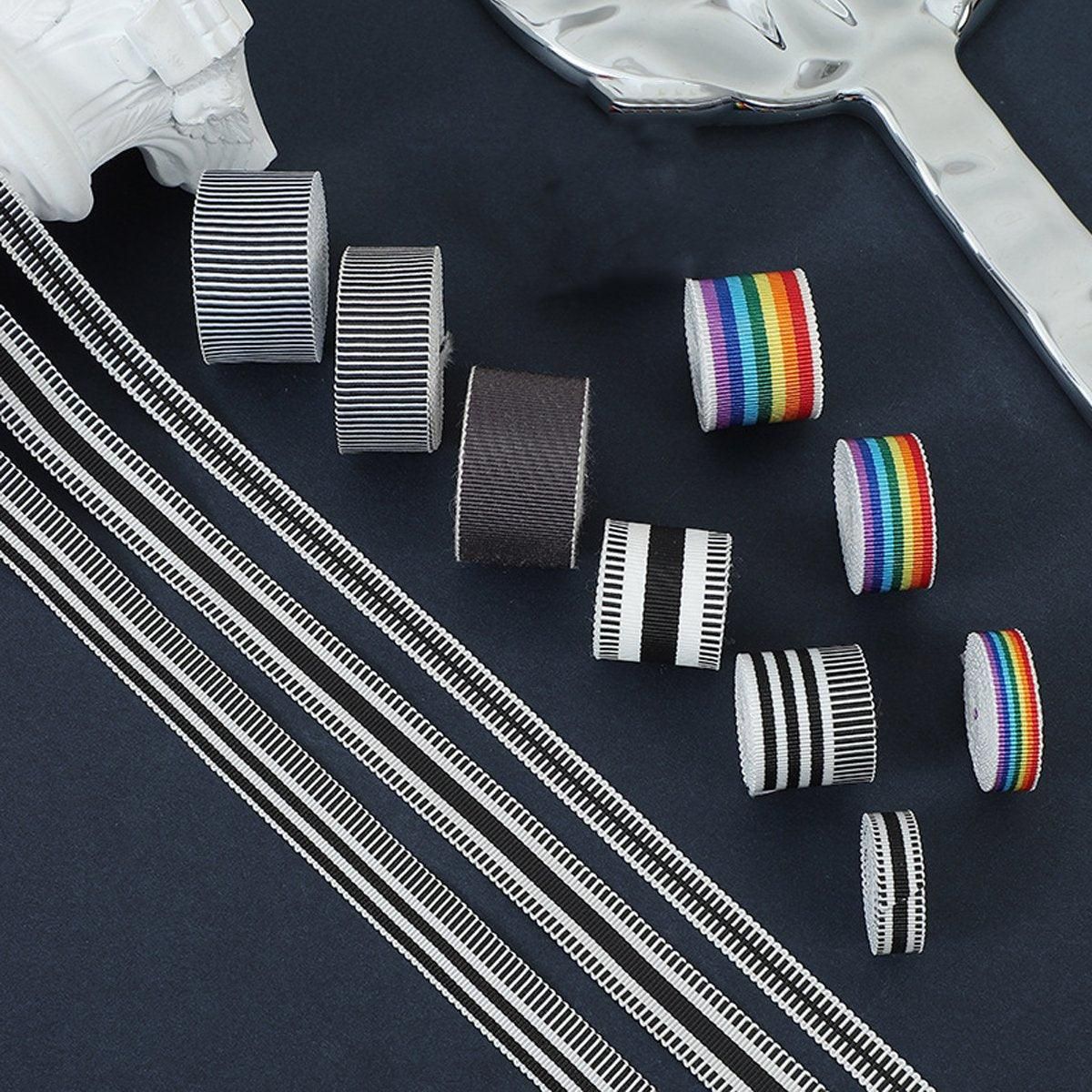 50Yards DIY Elastic Binding Tape Bias Ribbon Strap Sewing Craft Webbing Trimming - Black White -1.5cm
