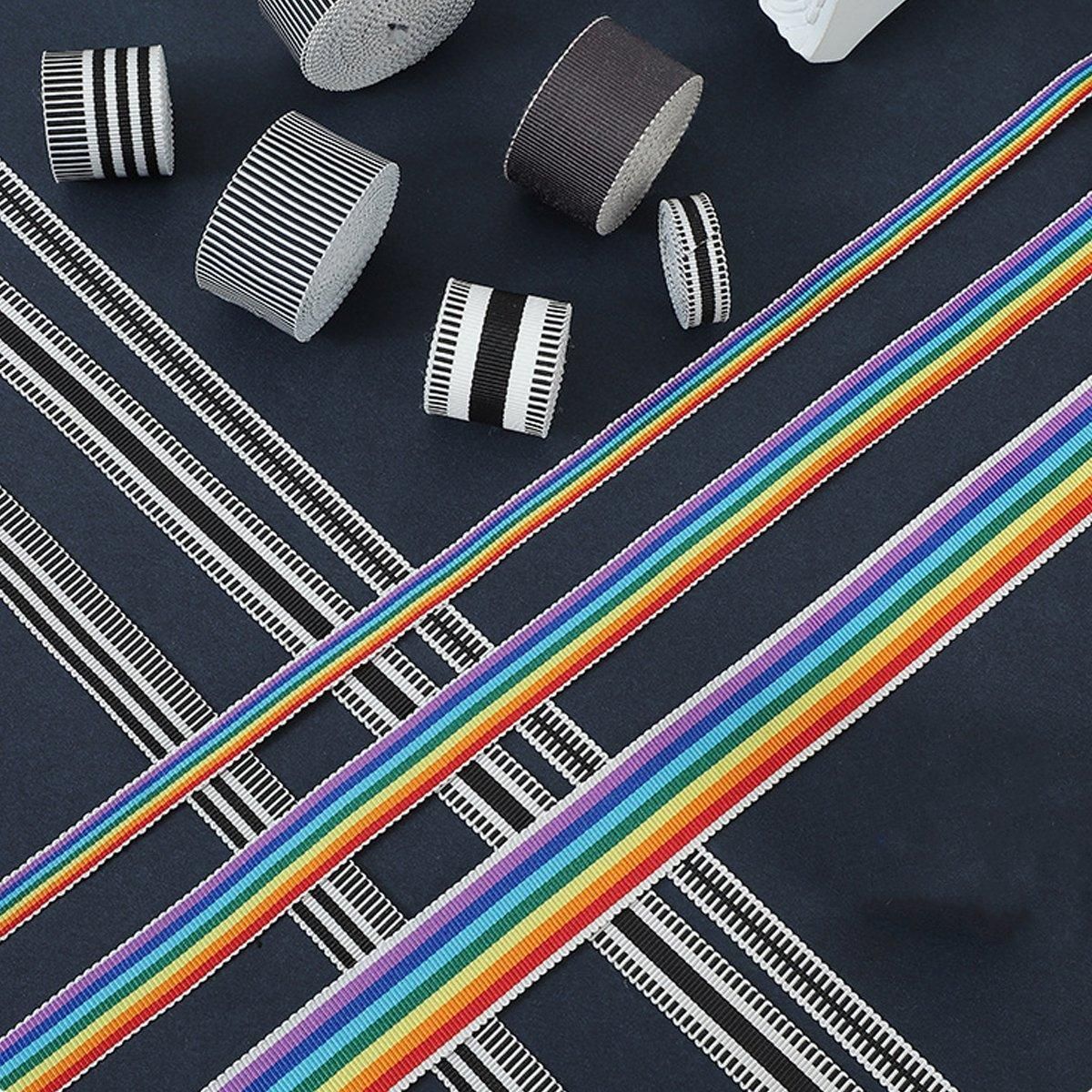 50Yards DIY Elastic Binding Tape Bias Ribbon Strap Sewing Craft Webbing Trimming - Black White -1.5cm