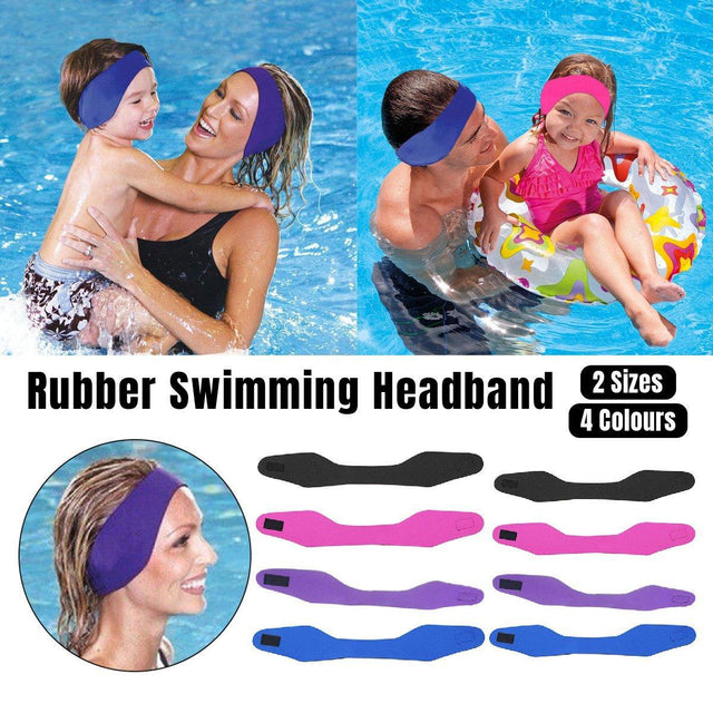 Adjustable Waterproof Swimming Headband Ear Protection Unisex Diving Use - Red-M