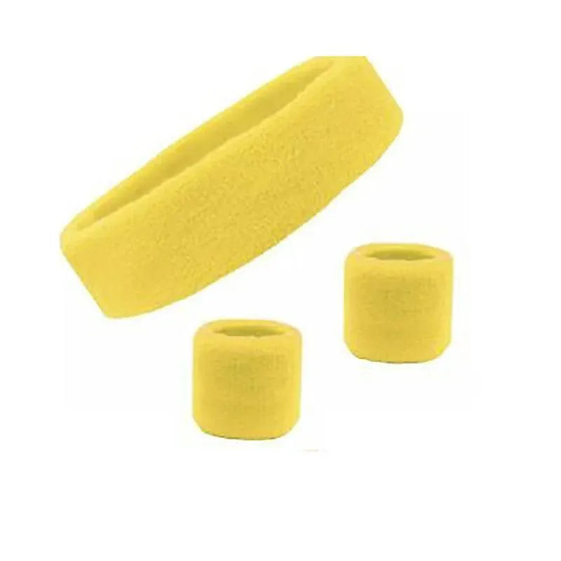 Wristbands Headband Sweatbands Sweat Band For Sport Tennis Badminton Yoga Cotton - Yellow