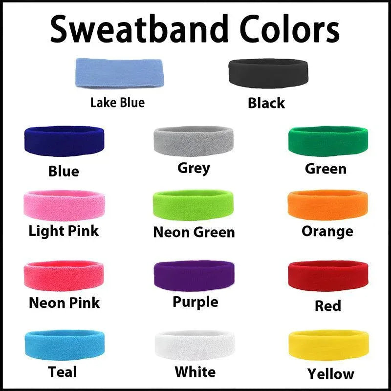 Wristbands Headband Sweatbands Sweat Band For Sport Tennis Badminton Yoga Cotton - Yellow