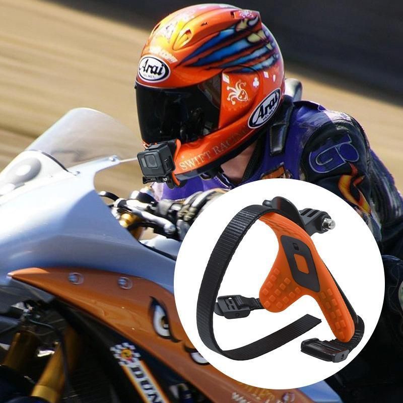 Helmet Chin Mount Holder Motorcycle Strap For GoPro Hero 9/8/7/6/5 Sports Camera - Orange