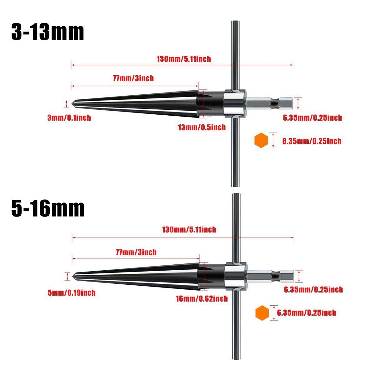 Round Shank Hexagon Shank T Handle Taper Reamer Tool for Drilling and Boring - Hexagon Shank Reamer(3-13mm)
