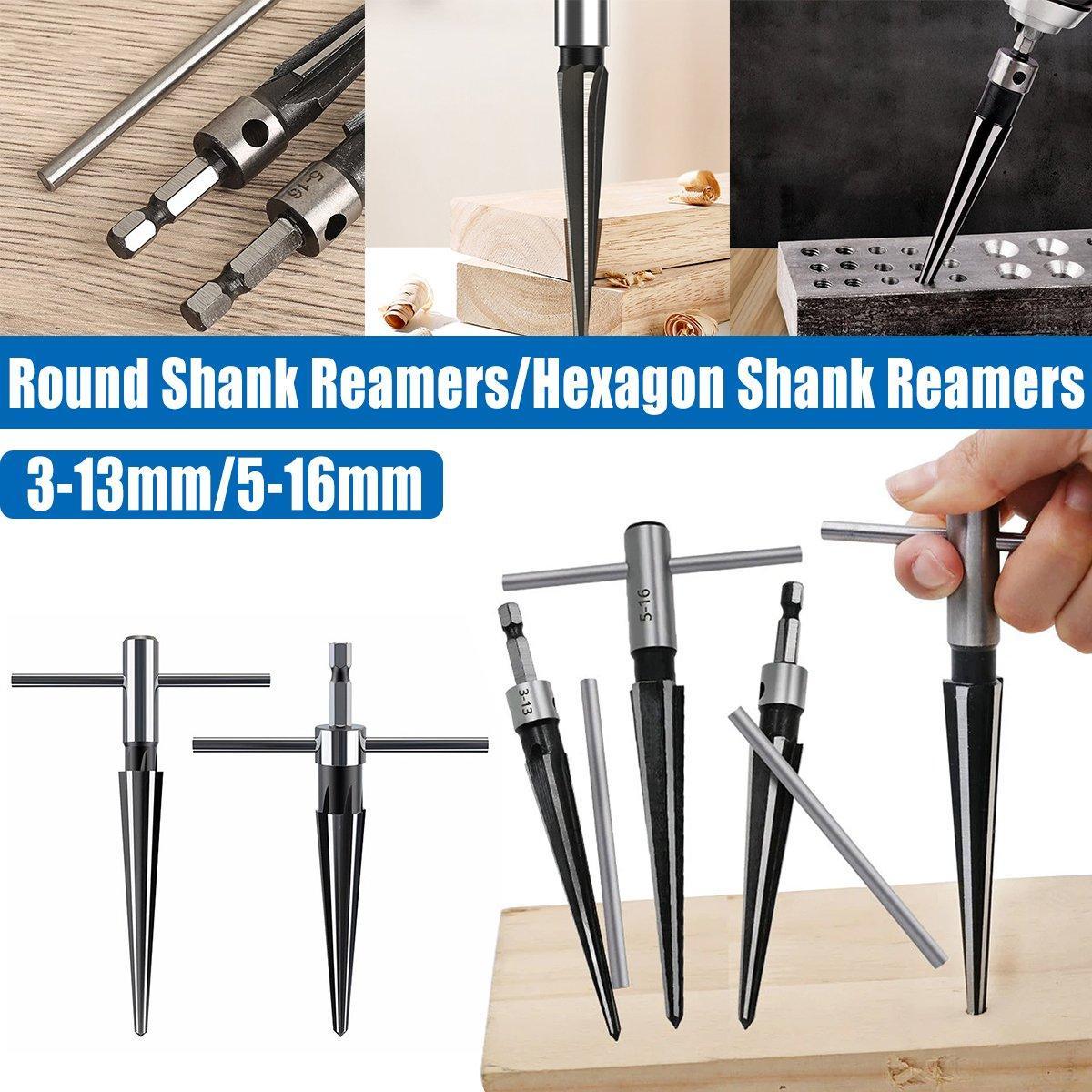 Round Shank Hexagon Shank T Handle Taper Reamer Tool for Drilling and Boring - Hexagon Shank Reamer(5-16mm)
