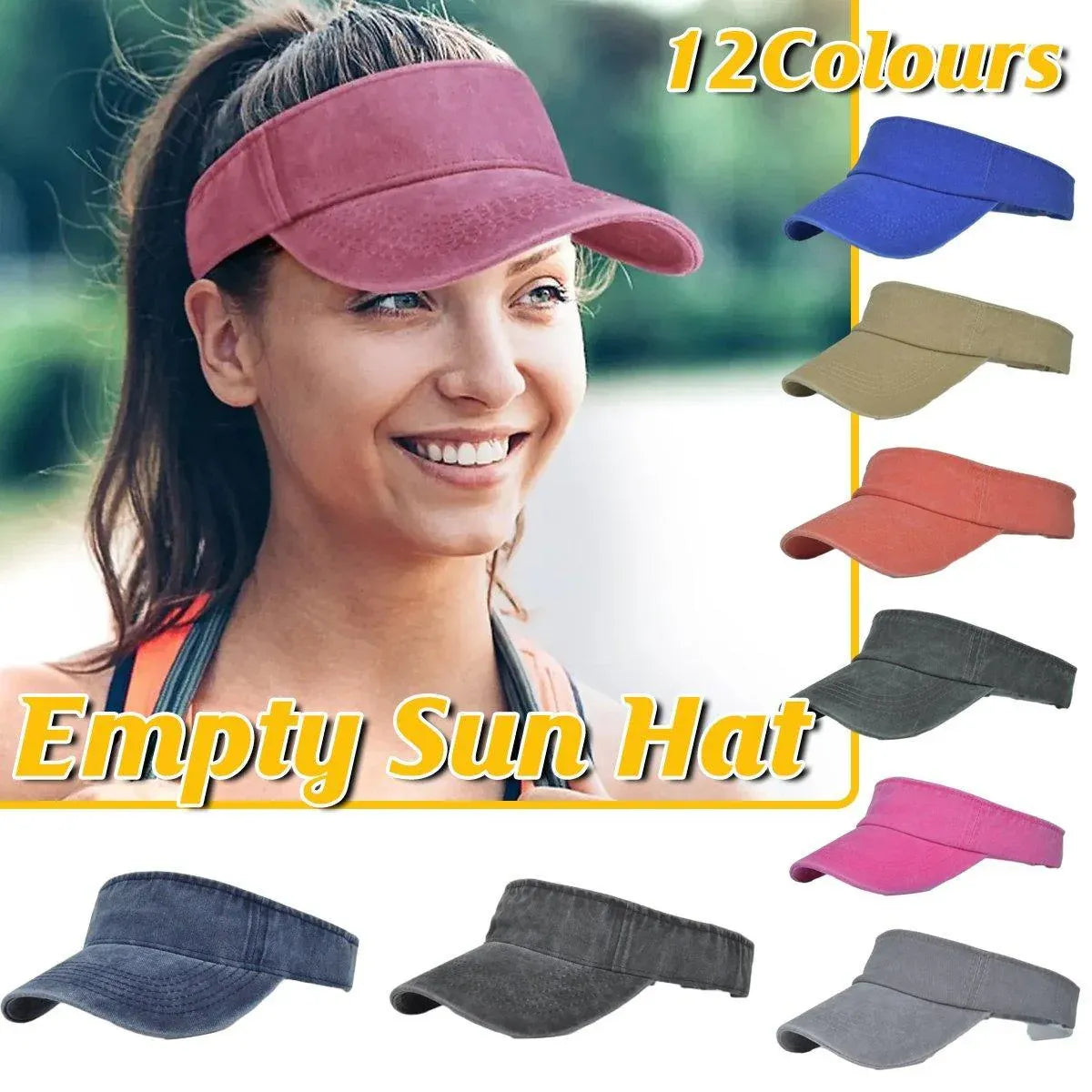 Unisex Summer Denim Sun Visor Cap Breathable Washed Running Hat - Blue