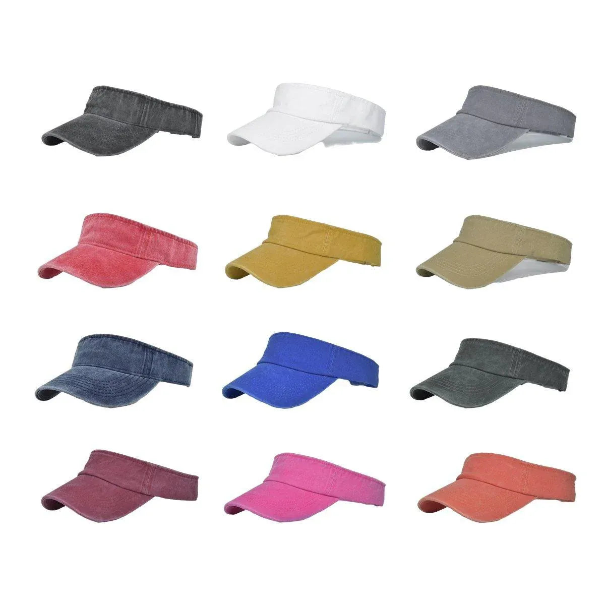 Unisex Summer Denim Sun Visor Cap Breathable Washed Running Hat - Orange
