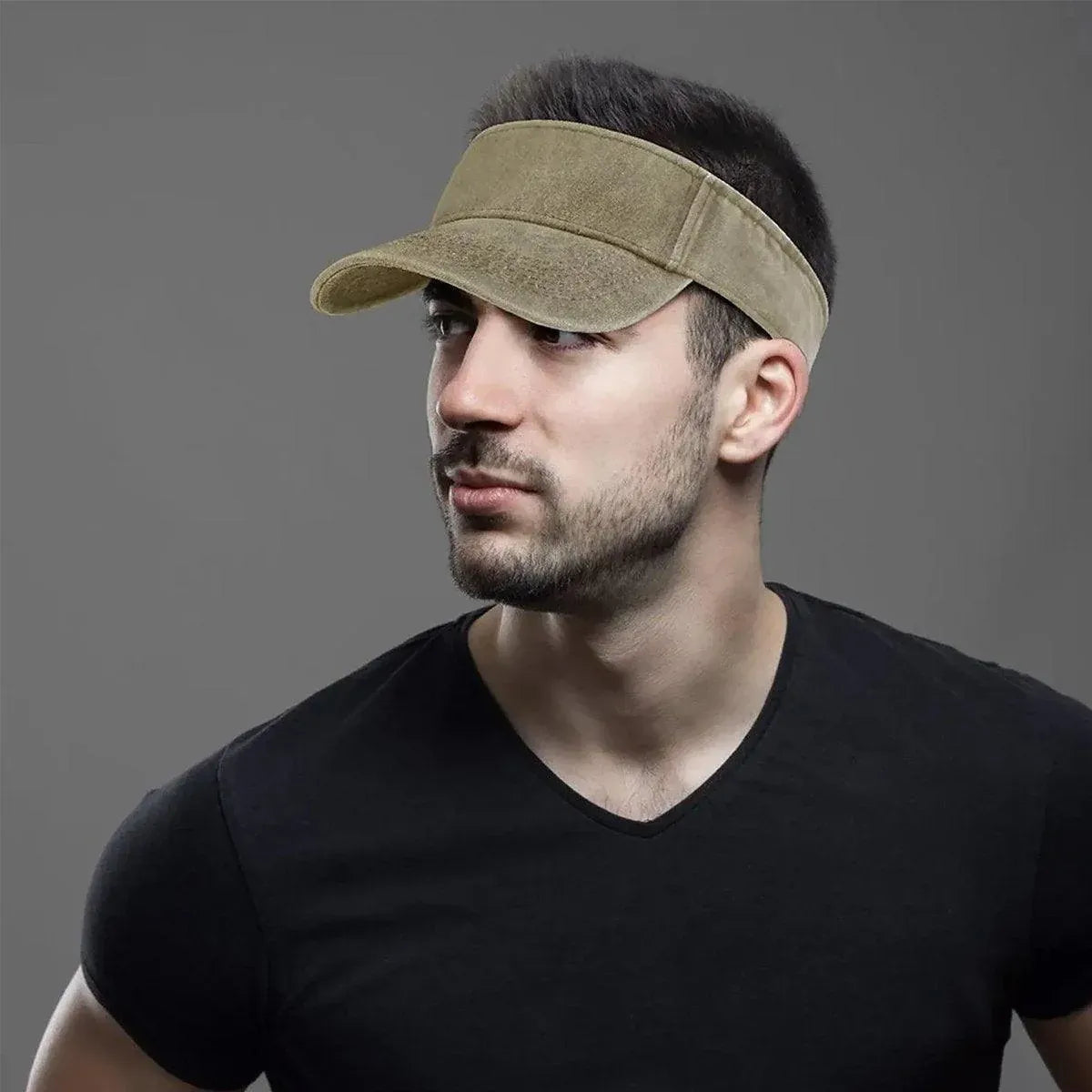 Unisex Summer Denim Sun Visor Cap Breathable Washed Running Hat - Yellow