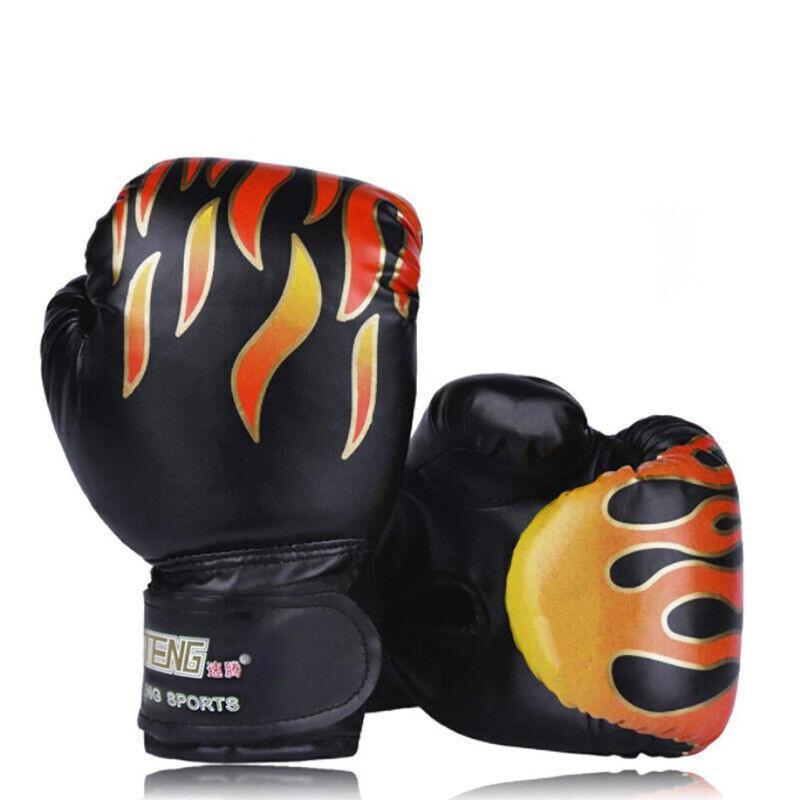 Boxing Sparring Training Gloves MMA Kickboxing Punching Gloves for Practice Sessions - Red [Flame Pattern]