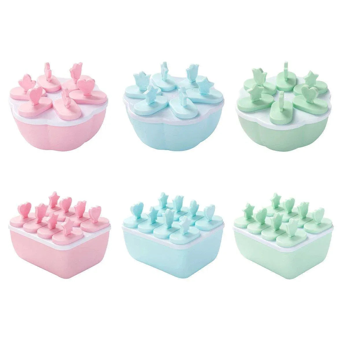 6/8 Cells Mould Maker Ice Cream Pop Reusable Icy Pole Frozen Square Molds Block - 8-Blue