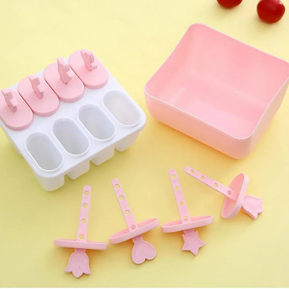 6/8 Cells Mould Maker Ice Cream Pop Reusable Icy Pole Frozen Square Molds Block - 8-Blue