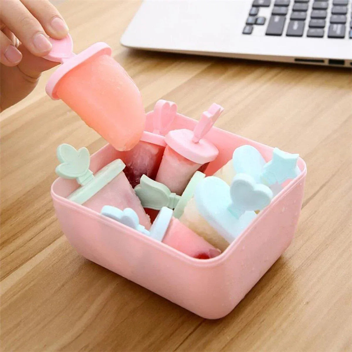 6/8 Cells Mould Maker Ice Cream Pop Reusable Icy Pole Frozen Square Molds Block - 8-Blue
