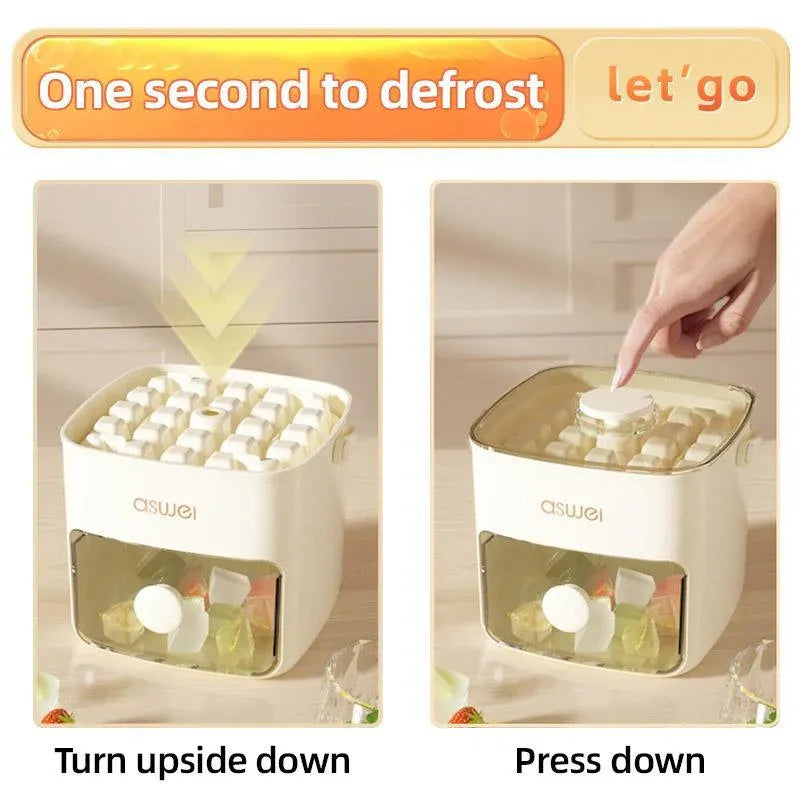 Portable Ice Compartment Cube Mold Plastic Ice Making Box and Ice Cube Holder