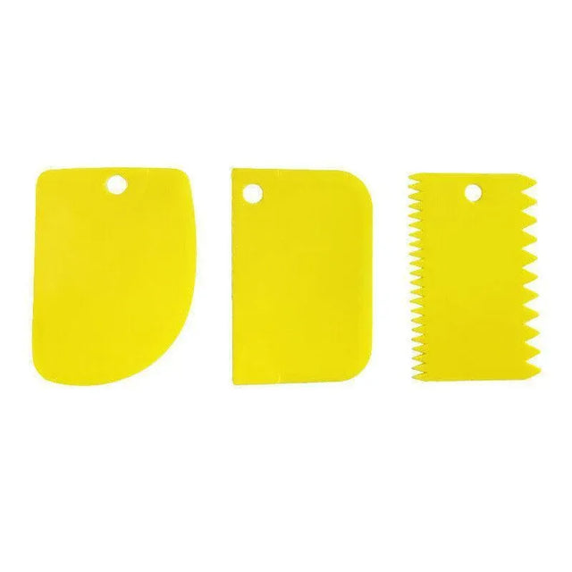 3Pcs Dough Cutter Icing Scraper Kitchen Tool Pastry Bowl Divider Bench Yellow