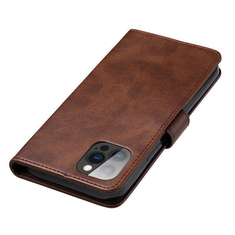 Brown Wallet Leather Flip Case Cover For iPhone 7 8 6 6S Plus X 11 12 13 Pro XS Max XR - iPhone 13 Mini