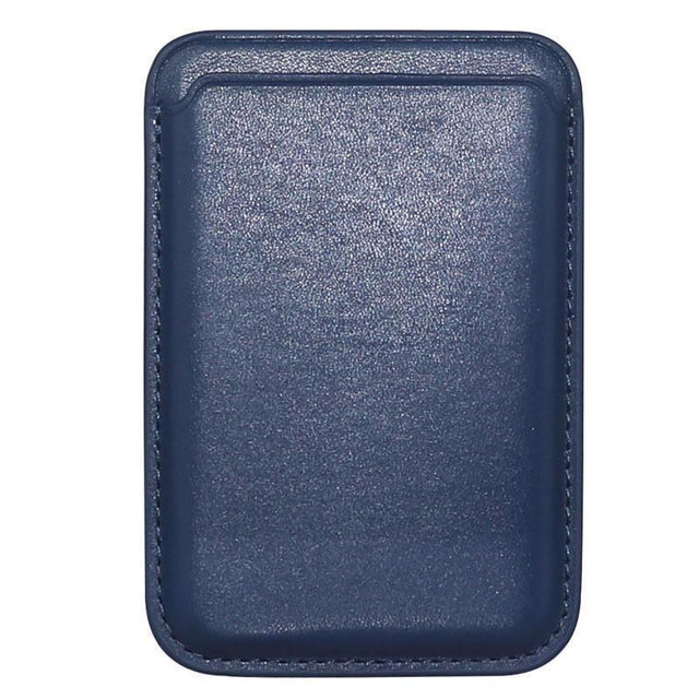 Leather Card Holder Wallet Pocket for iPhone 14 13 Pro Max with Snap-On Attachment - Blue