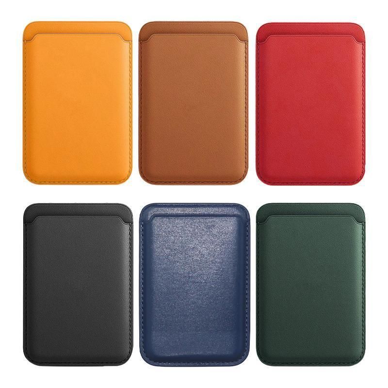Leather Card Holder Wallet Pocket for iPhone 14 13 Pro Max with Snap-On Attachment - Light Brown