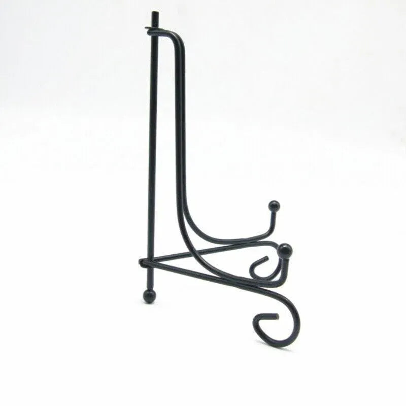 Plate Stands Iron Display Easel Photo Picture Bowl Dish Book Holder Frame Black - 4 Inch