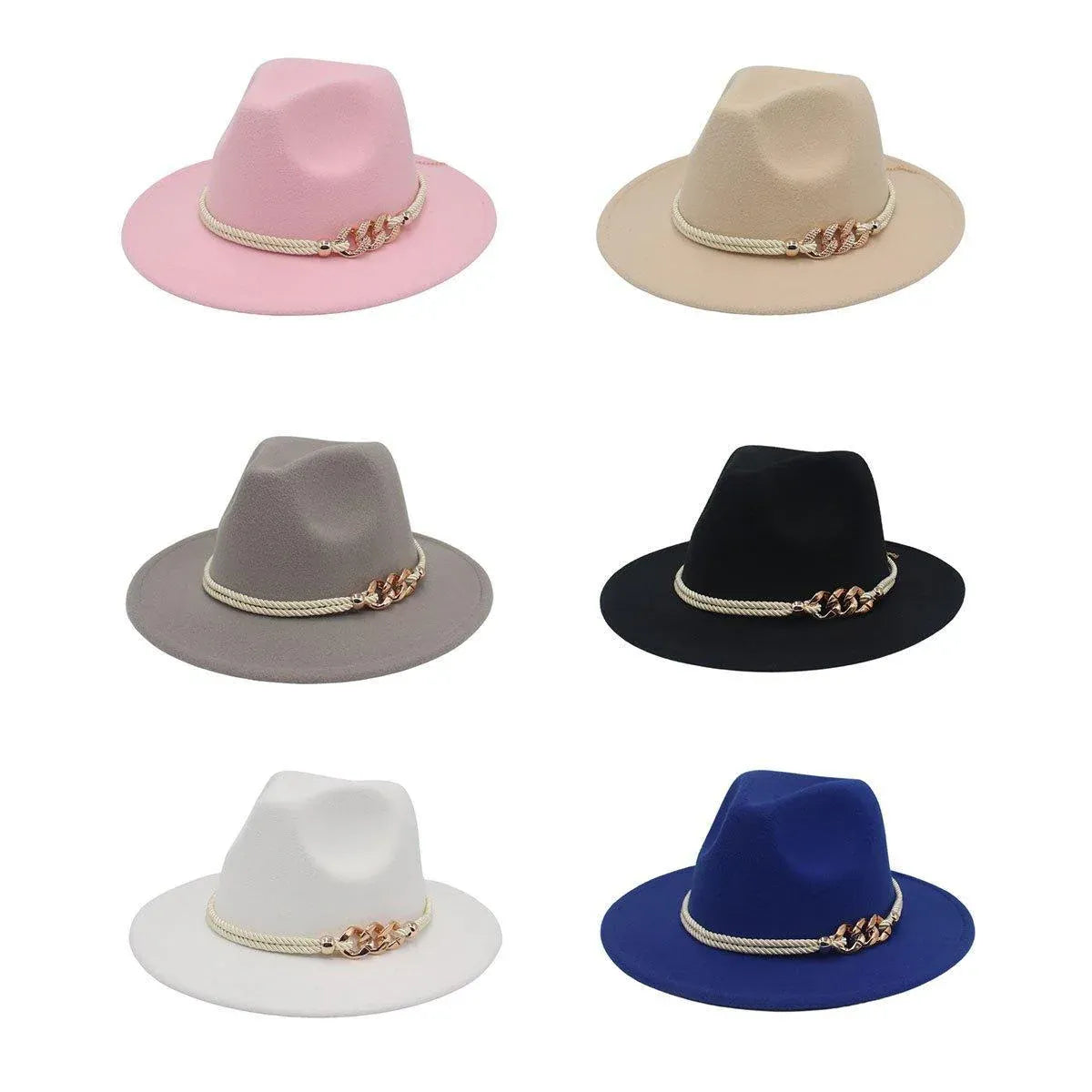 Jazz Hat Autumn Winter Retro Large Brim Hat for Men and Women Stylish Headwear - Beige