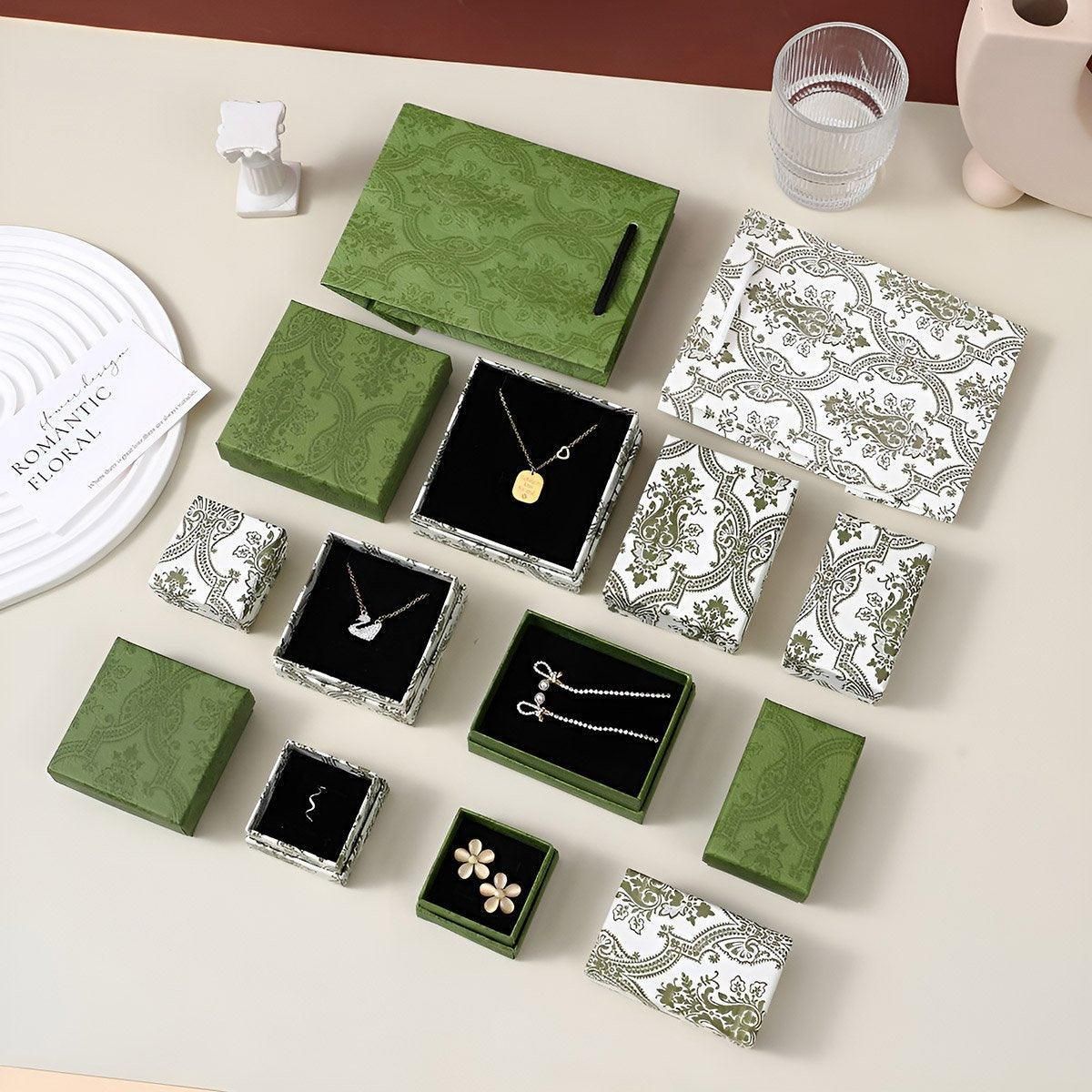 20pcs Ring Earring Gift Boxes Small Jewelry Packaging Storage Case Organiser - Green