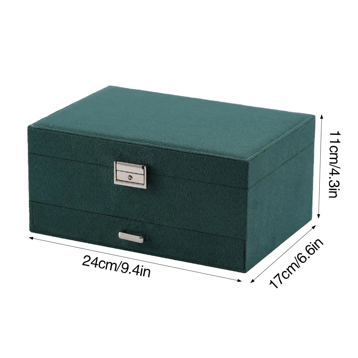 3 Tier Lockable Jewelry Storage Box with Drawers Soft Lining Large Capacity