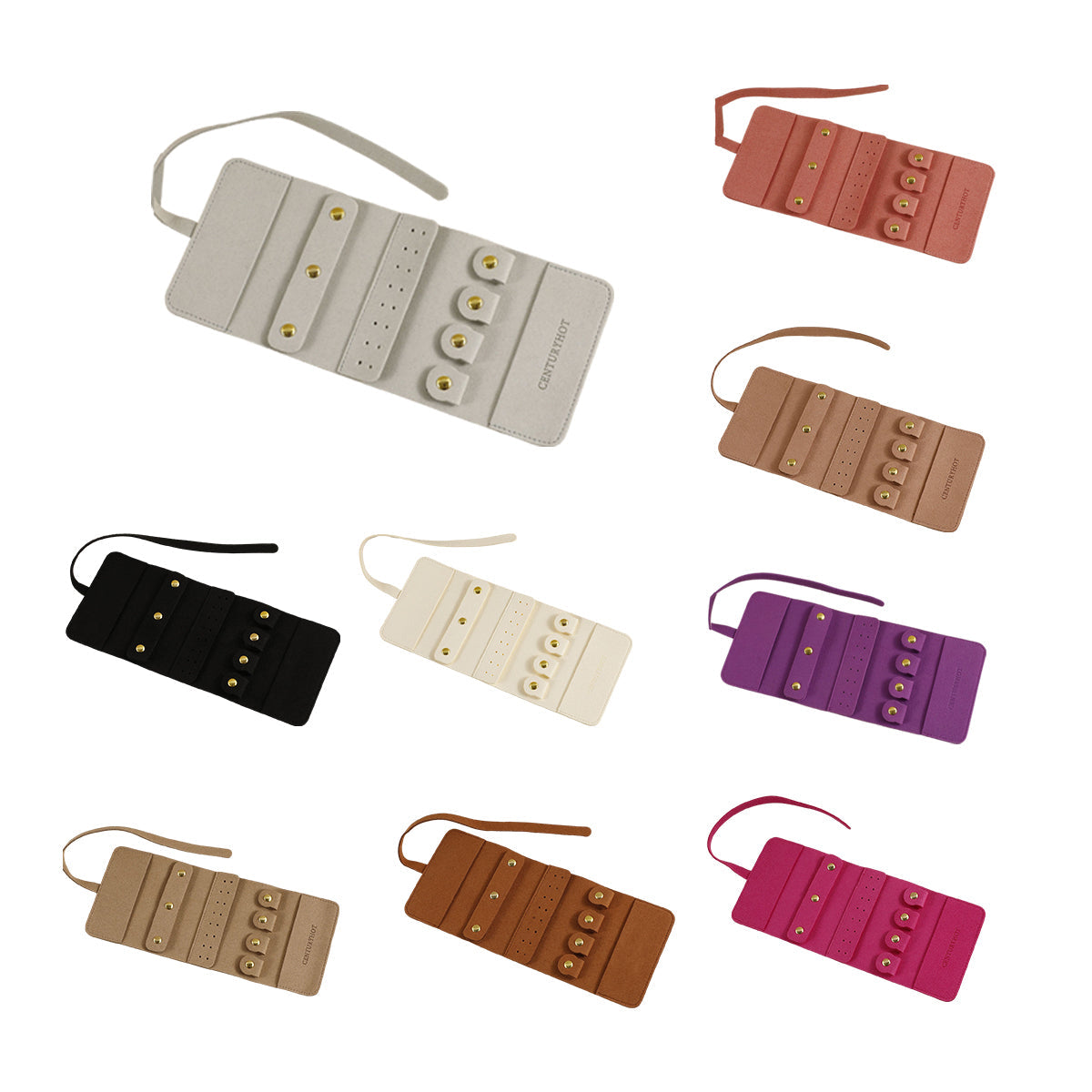 Portable Microfiber Jewelry Storage Bag Roll Organizer for Earrings Necklaces - Grey