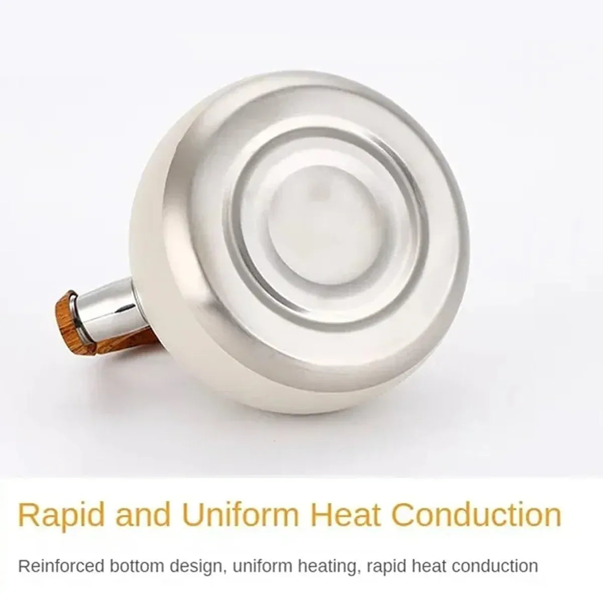 3L Stainless Steel Whistling Kettle Hammer Pattern Induction Gas Teapot Use - Beige
