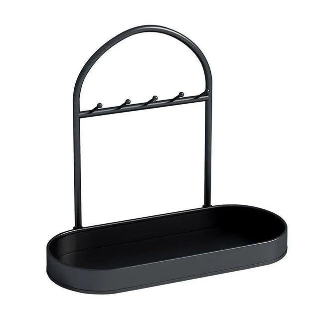 Versatile Entryway Storage Rack Waterproof Metal Key Holder Desktop - Black