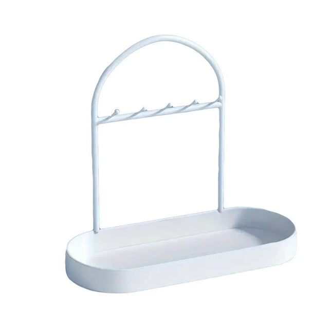 Versatile Entryway Storage Rack Waterproof Metal Key Holder Desktop - White
