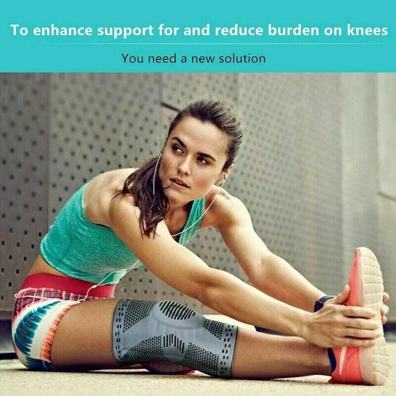 Red Knee Brace Knee Compression Sleeve Professional Sports Silicone Knee Support - XL