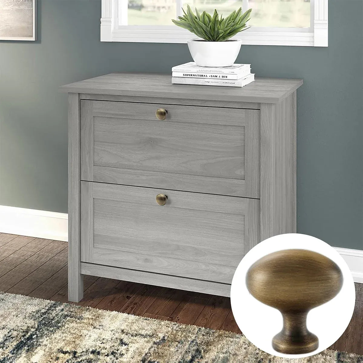 Pigeon Egg Cabinet Handle Single Hole French Style Drawer Pull for Door Closet - Brass